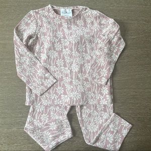 Le Petit Coco Pink/White Floral Shimmer Set Sz 3y